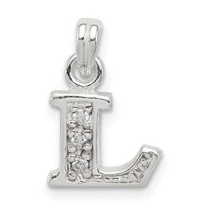 Sterling Silver Cz Letter L Initial Pendant