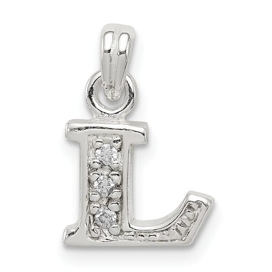 Sterling Silver Cz Letter L Initial Pendant
