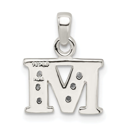 Sterling Silver Cz Letter M Initial Pendant