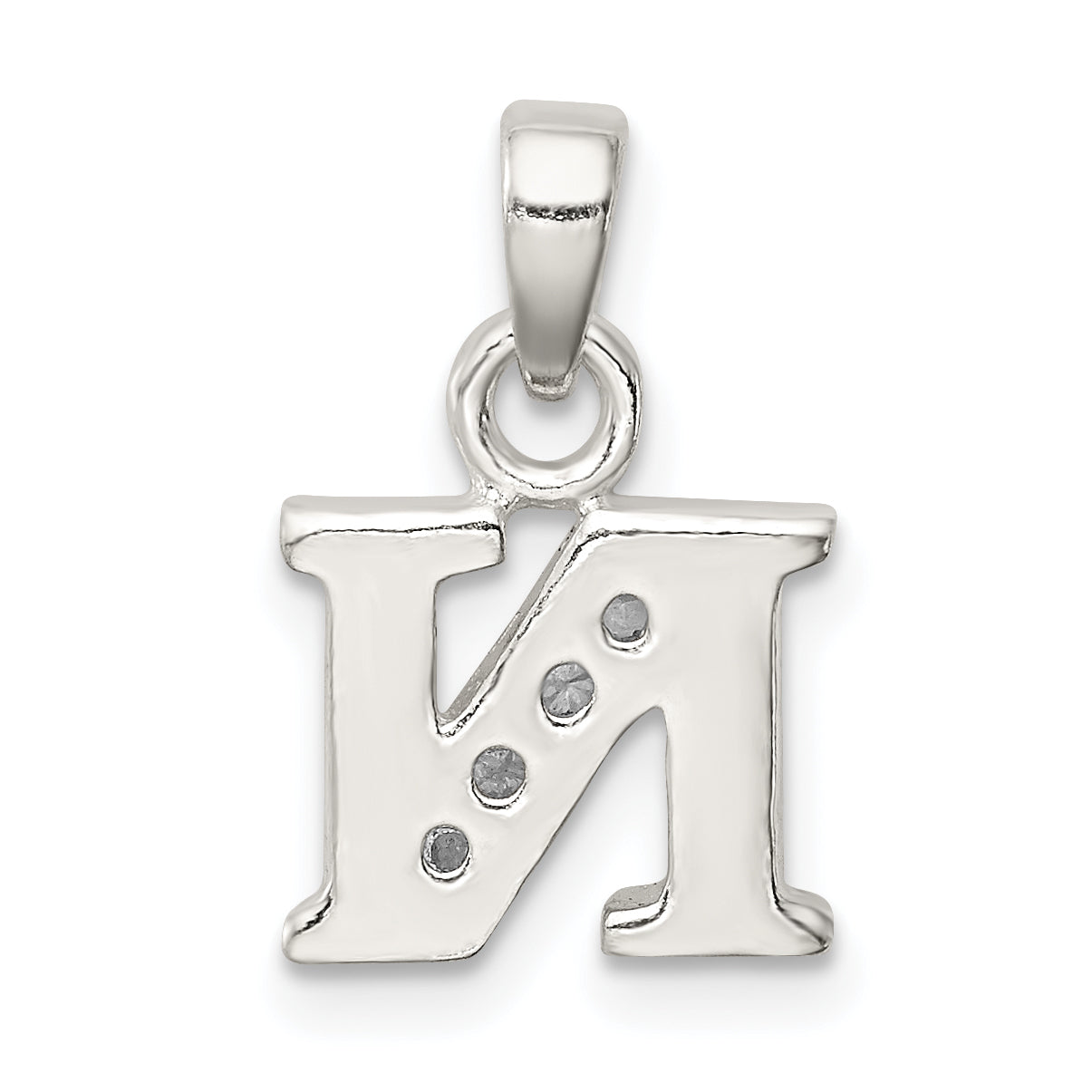 Sterling Silver Cz Letter N Initial Pendant