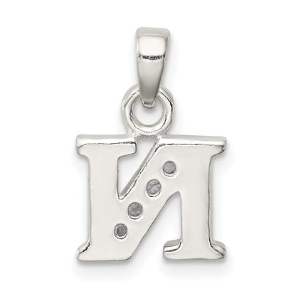 Sterling Silver Cz Letter N Initial Pendant