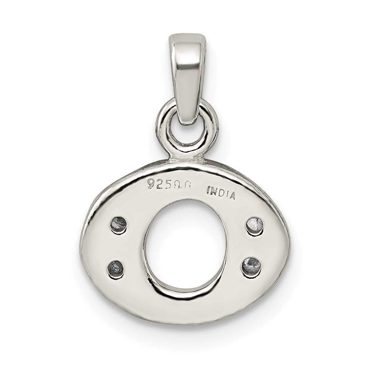 Sterling Silver Cz Letter O Initial Pendant