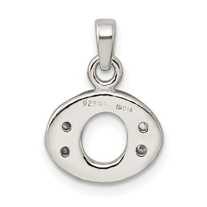 Sterling Silver Cz Letter O Initial Pendant