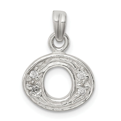 Sterling Silver Cz Letter O Initial Pendant