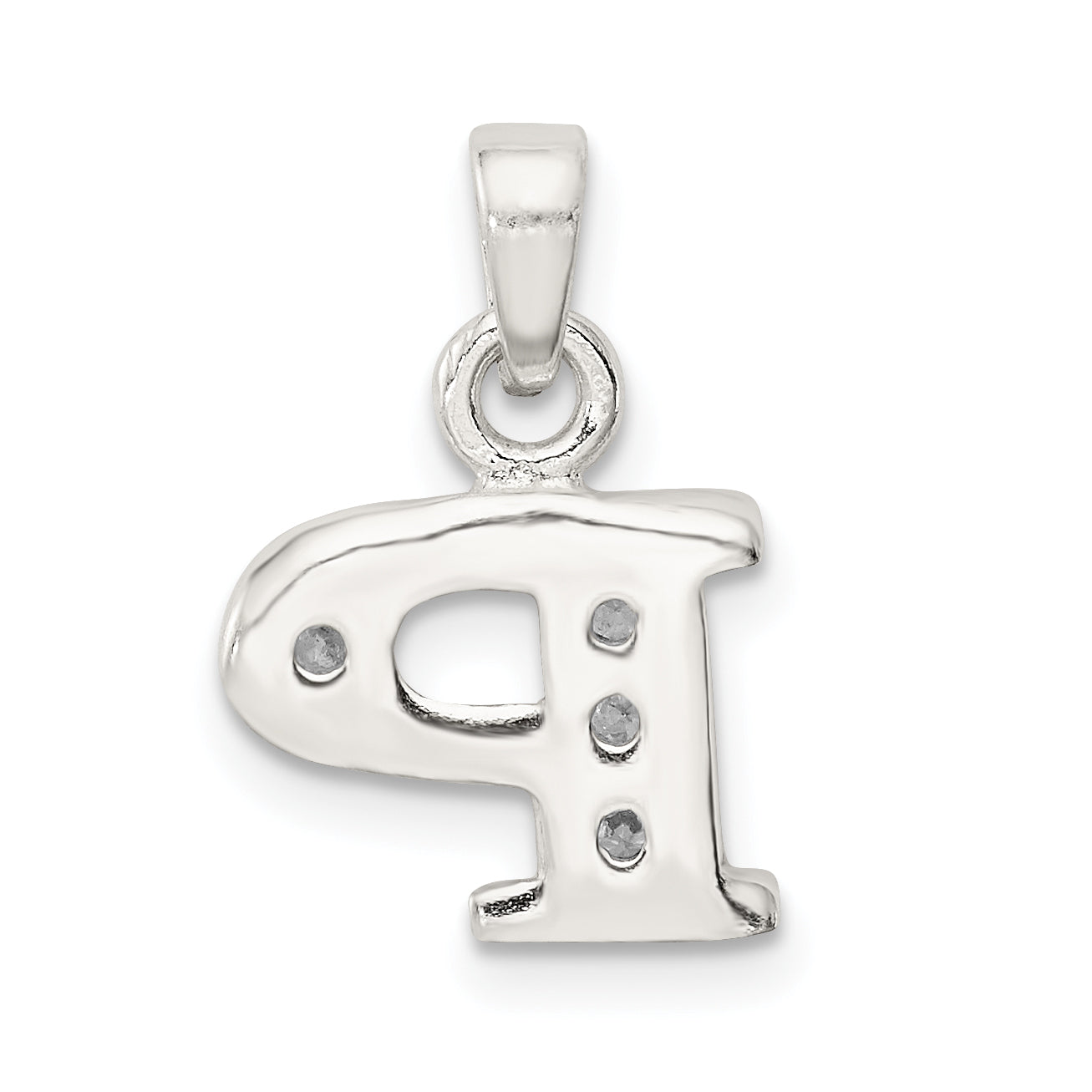 Sterling Silver Cz Letter P Initial Pendant