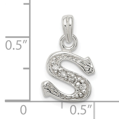 Sterling Silver Cz Letter S Initial Pendant