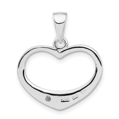 Sterling Silver White Cz Polished Heart Pendant