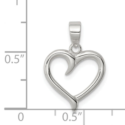 Sterling Silver Polished Fancy Open Heart Pendant