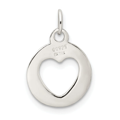 Sterling Silver Polished Circle With Punch Out Heart Charm