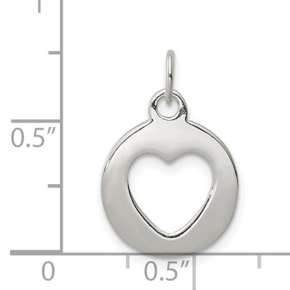 Sterling Silver Polished Circle With Punch Out Heart Charm