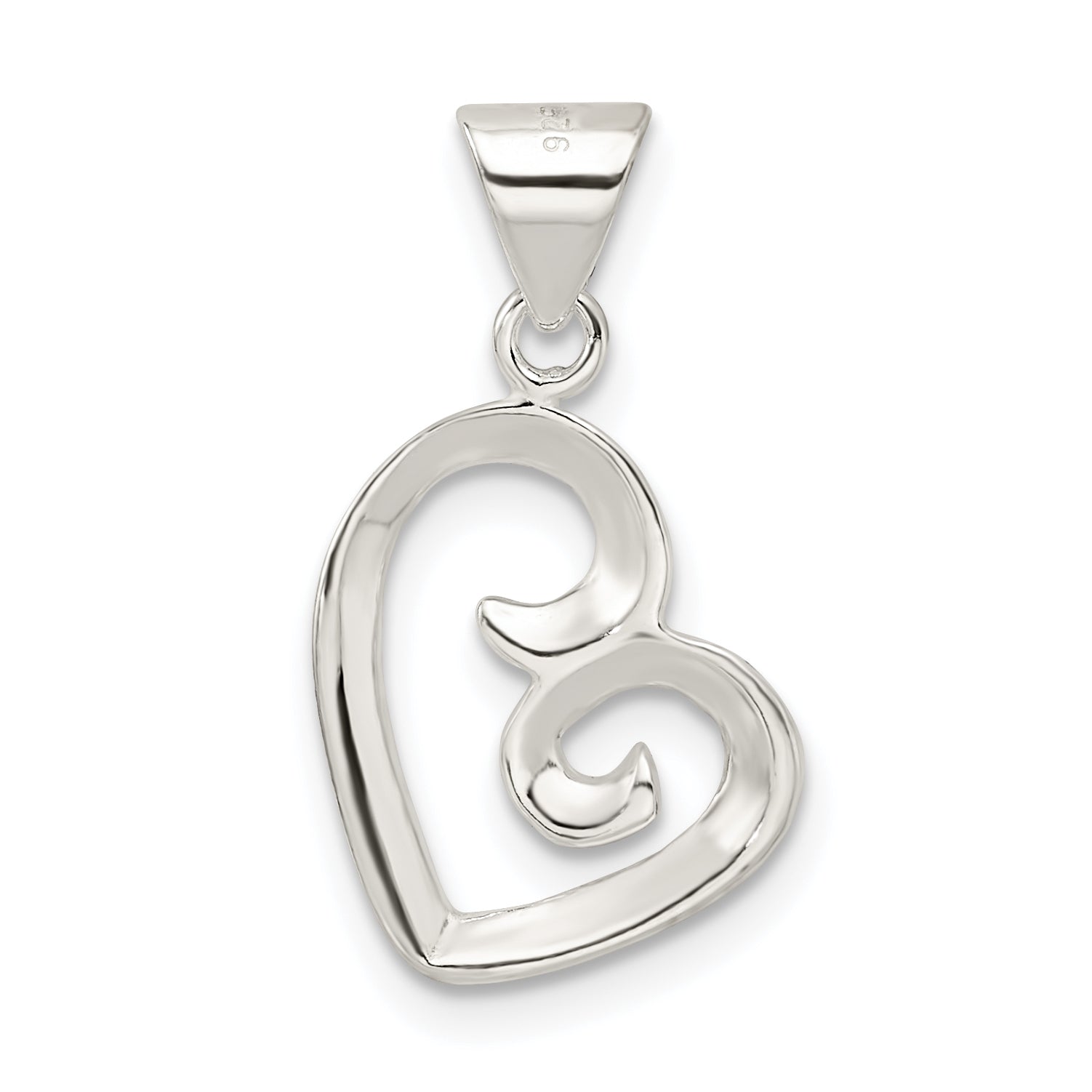 Sterling Silver Polished Fancy Swirl Heart Pendant