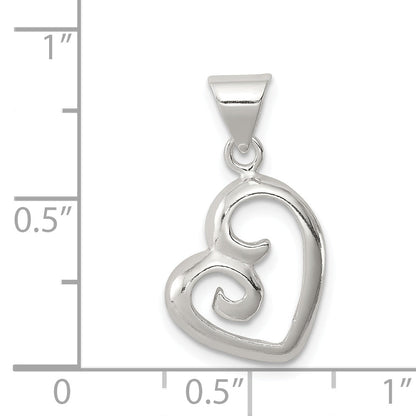 Sterling Silver Polished Fancy Swirl Heart Pendant