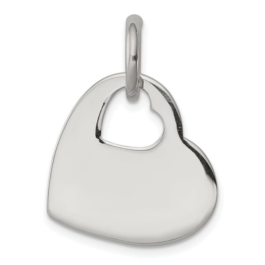 Sterling Silver Heart W/Cut Out Charm