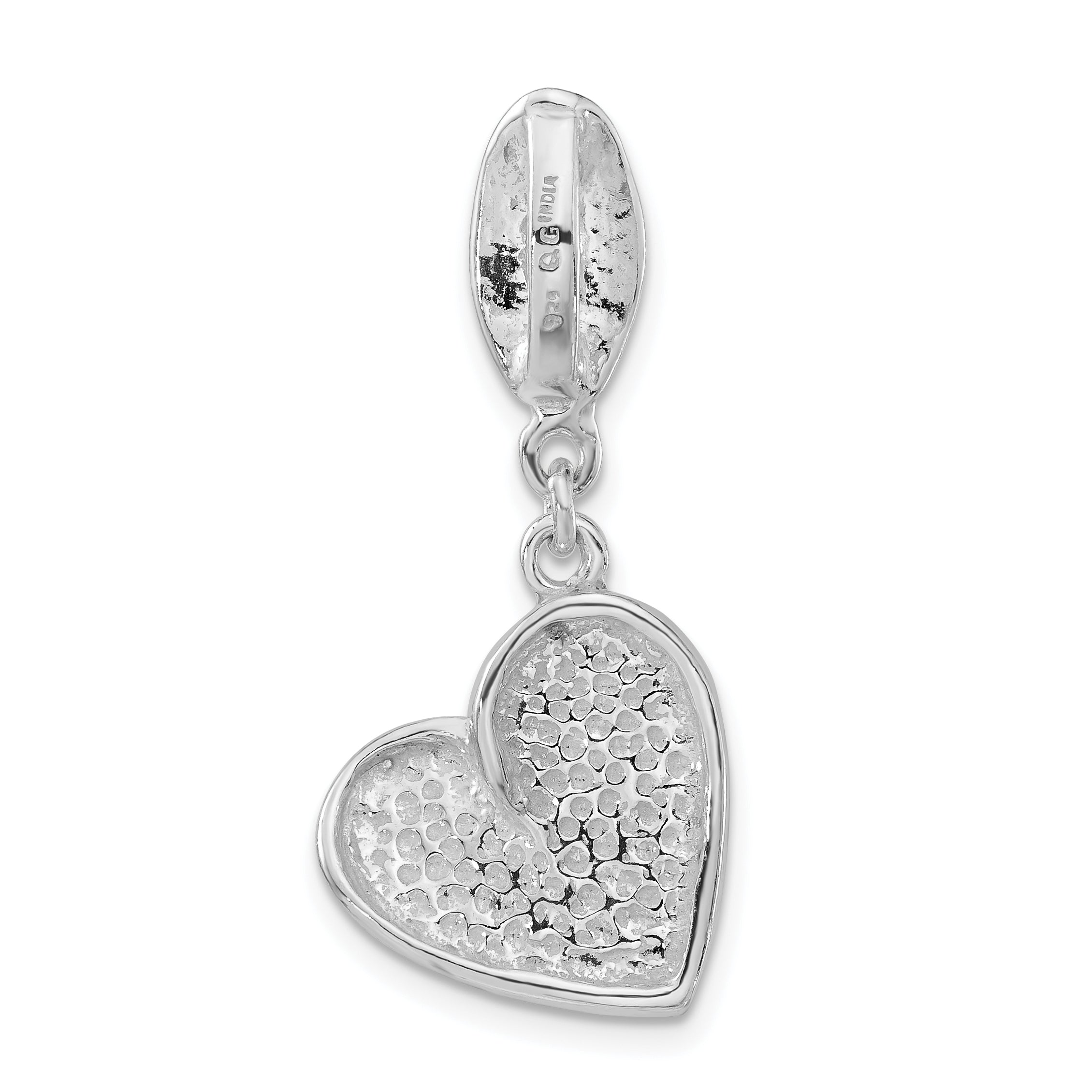 Sterling Silver Polished Diamond-Cut Fancy Heart Pendant