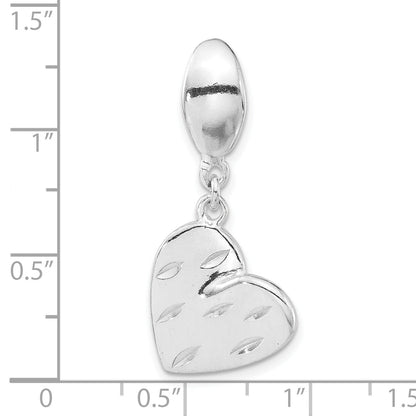 Sterling Silver Polished Diamond-Cut Fancy Heart Pendant