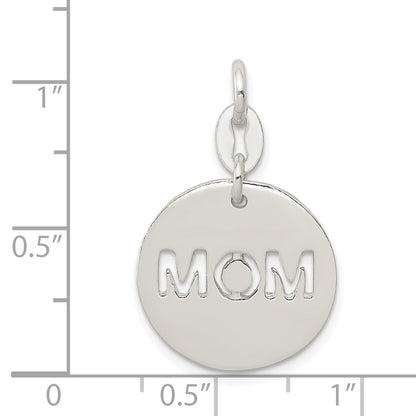 Sterling Silver Polished Circle Mom Charm