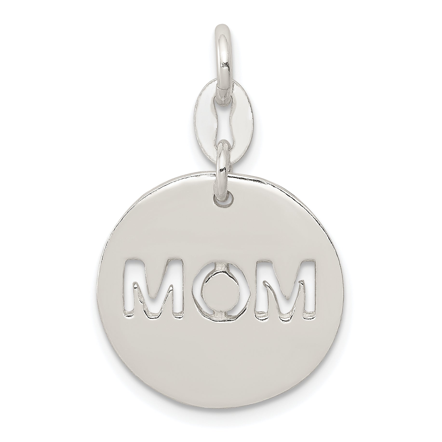 Sterling Silver Polished Circle Mom Charm