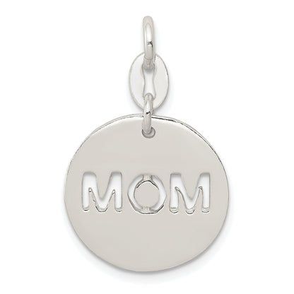 Sterling Silver Polished Circle Mom Charm