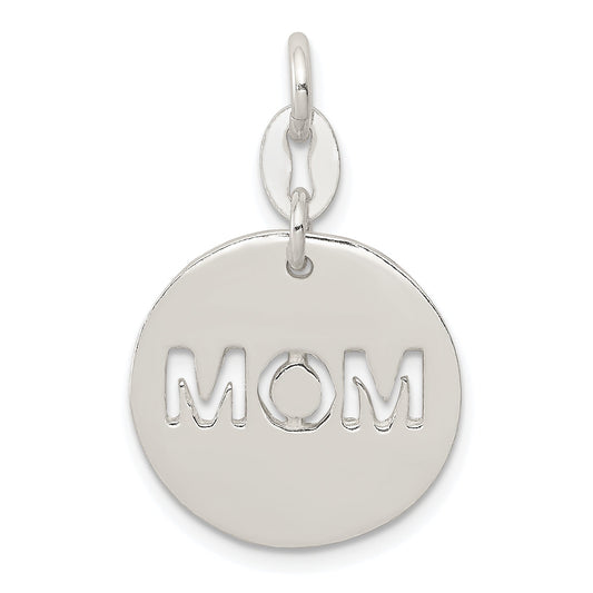 Sterling Silver Polished Circle Mom Charm