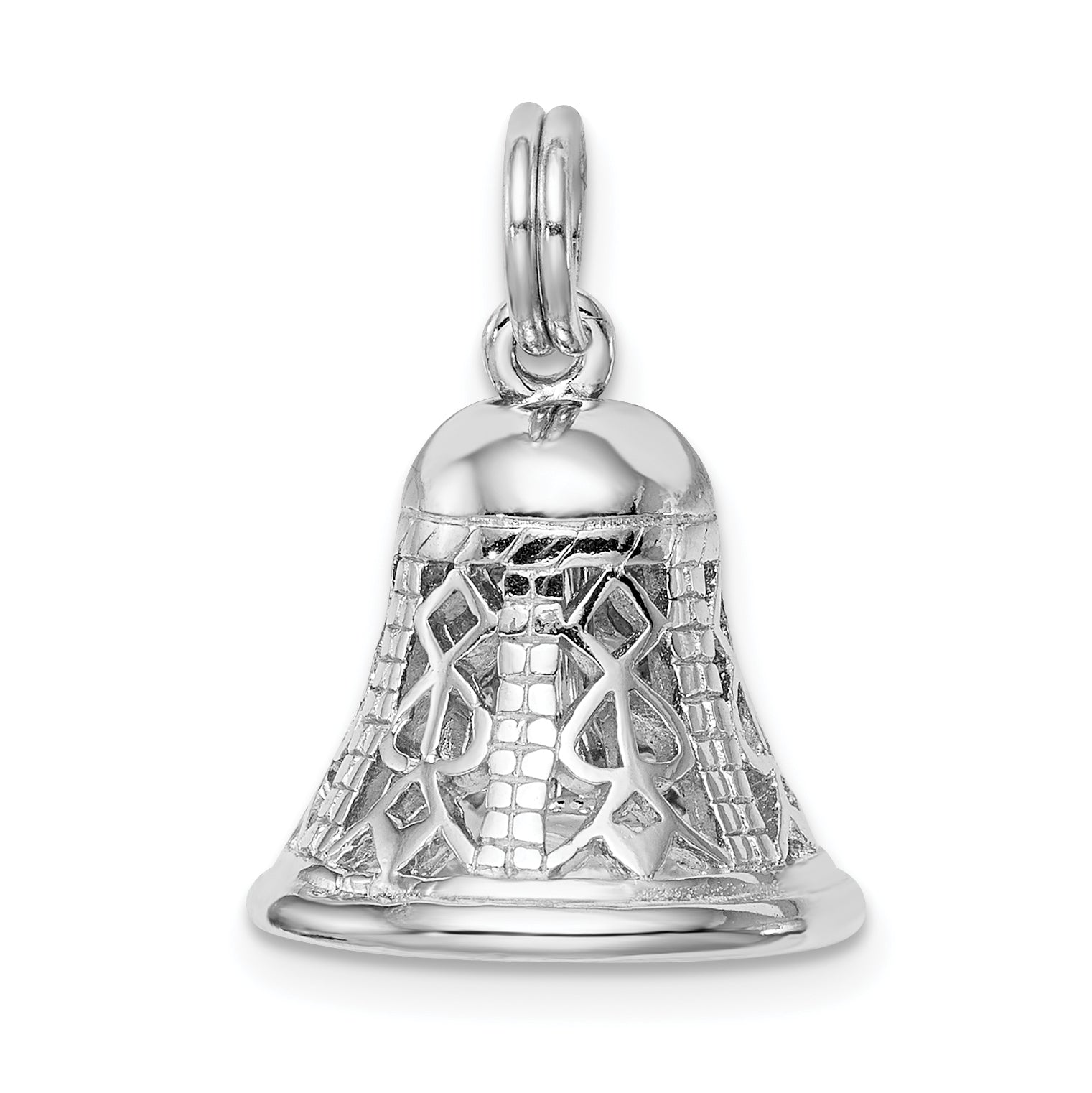 Sterling Silver Rhodium-Platedpolished Movable Bell Charm