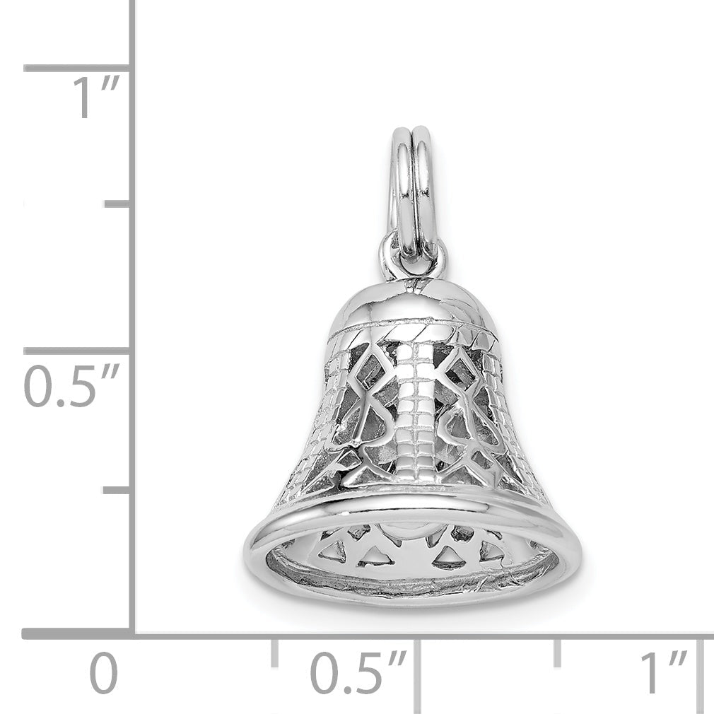 Sterling Silver Rhodium-Platedpolished Movable Bell Charm