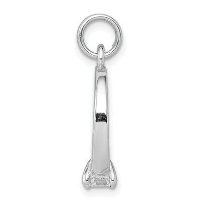 Sterling Silver Rhodium-Platedcz Polished Ring Charm