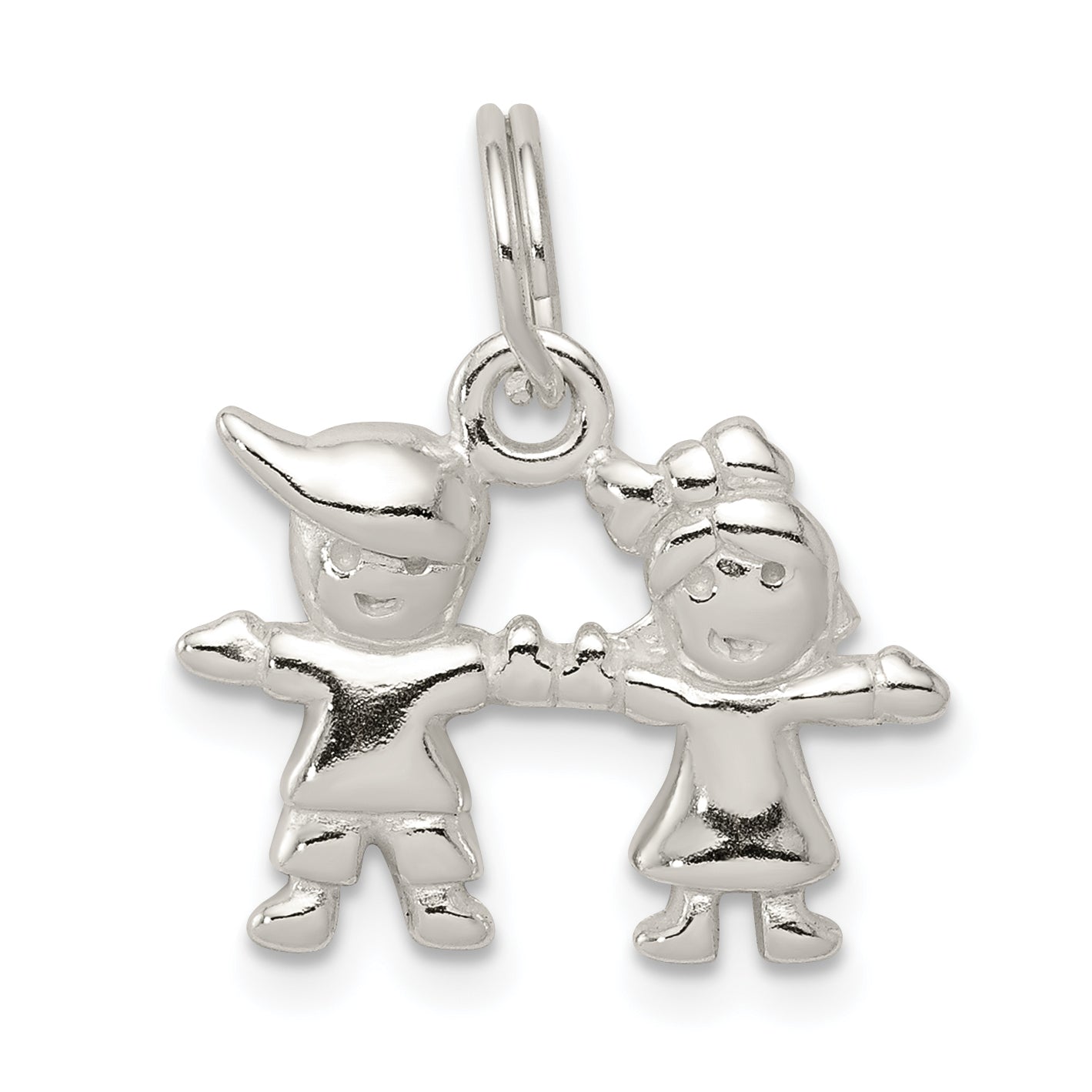 Sterling Silver Polished Boy And Girl Charm