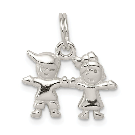 Sterling Silver Polished Boy And Girl Charm