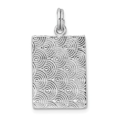 Sterling Silver Rhodium-Plated Textured Picture Frame Charm