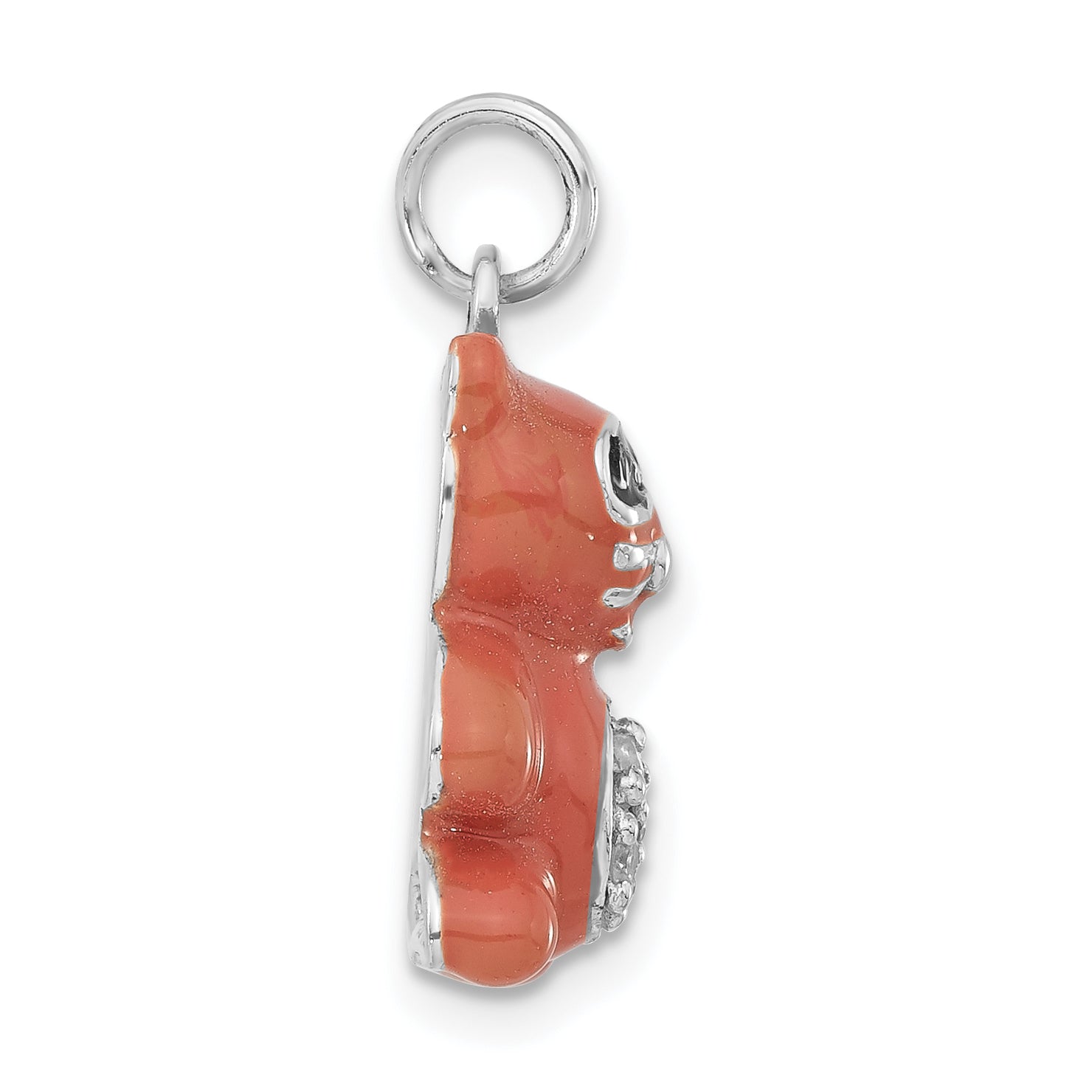 Sterling Silver Polished Cz Enameled Raccoon Charm