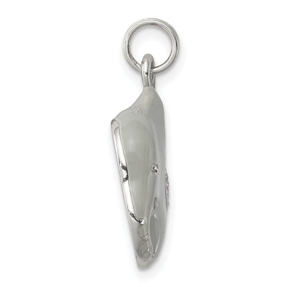 Sterling Silver Cz Grey Enameled Polished Elephant Charm