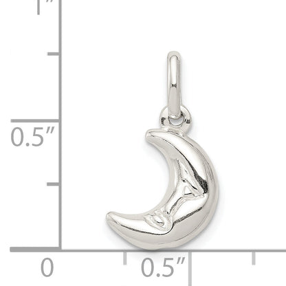 Sterling Silver 3-D Half Moon Charm