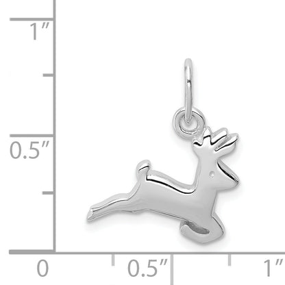 Sterling Silver Rhodium-Plated Running Deer Charm