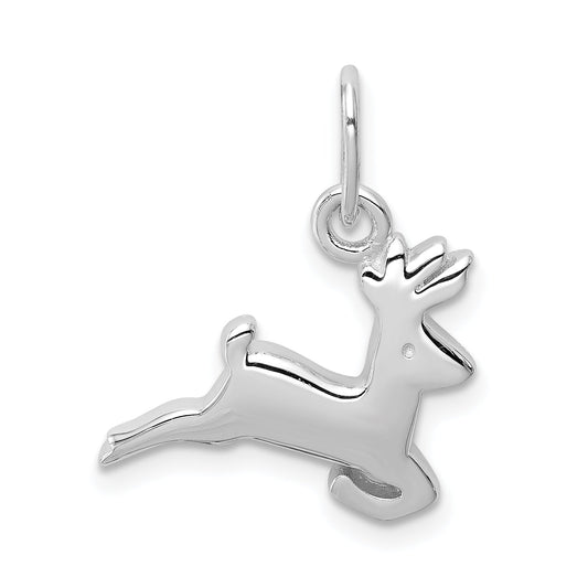 Sterling Silver Rhodium-Plated Running Deer Charm
