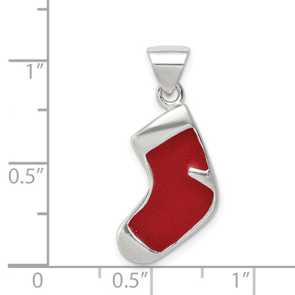 Sterling Silver Enameled Christmas Stocking Charm