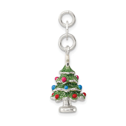 Sterling Silver Enameled Christmas Tree Charm