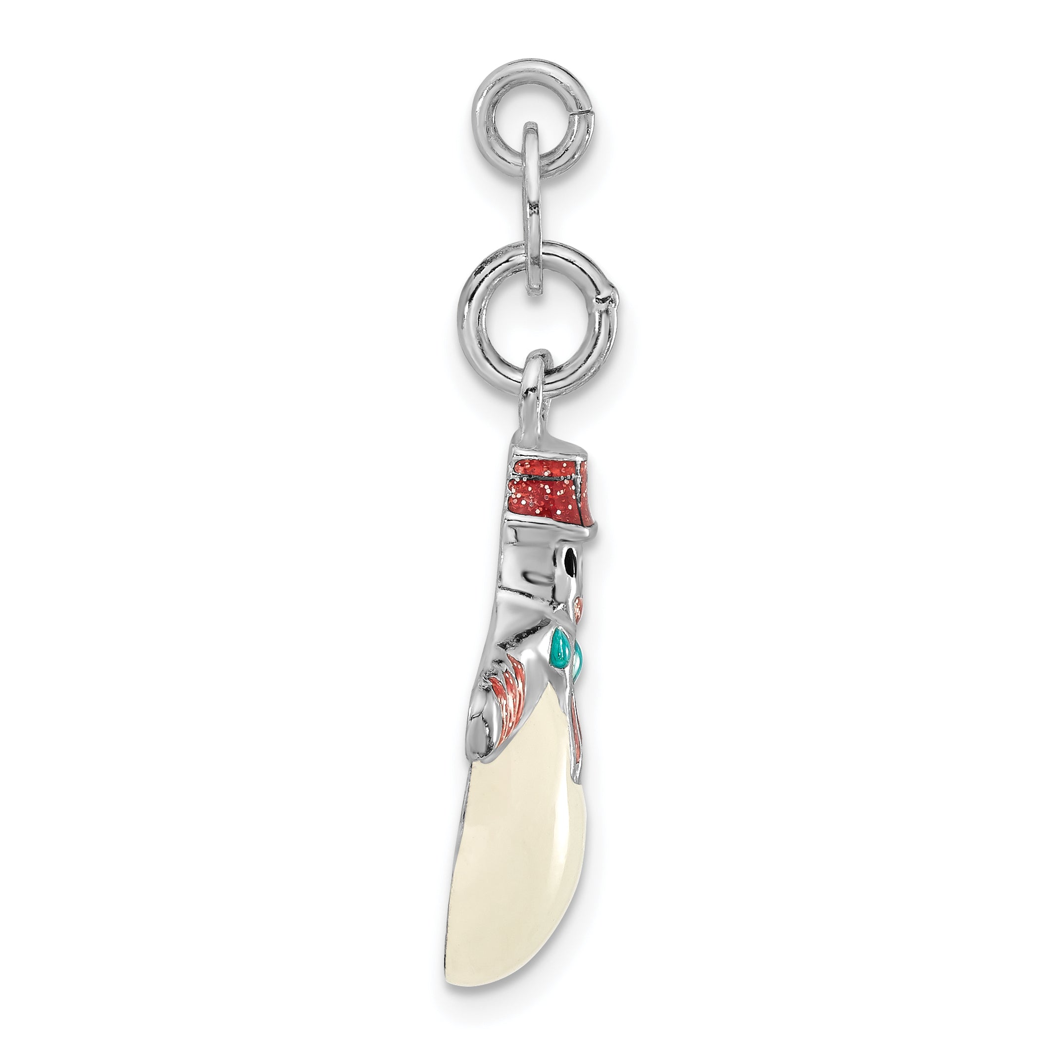 Sterling Silver Polished Multicolor Enameled Snowman Charm