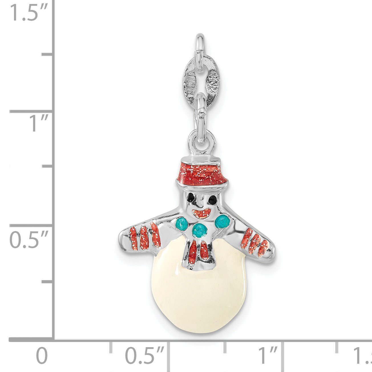Sterling Silver Polished Multicolor Enameled Snowman Charm