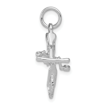 Sterling Silver Rhodium-Platedpolished Bicycle Charm