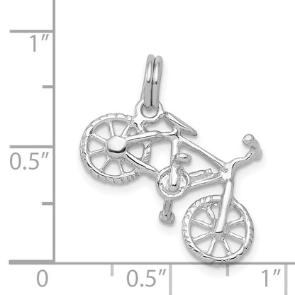 Sterling Silver Rhodium-Platedpolished Bicycle Charm
