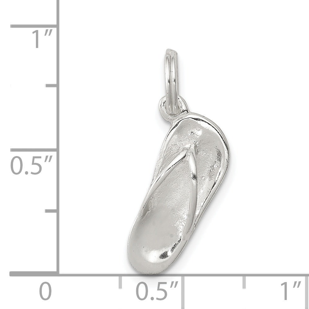 Sterling Silver Rhodium-Plated Polished Flip Flop Charm