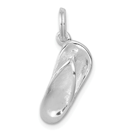Sterling Silver Rhodium-Plated Polished Flip Flop Charm