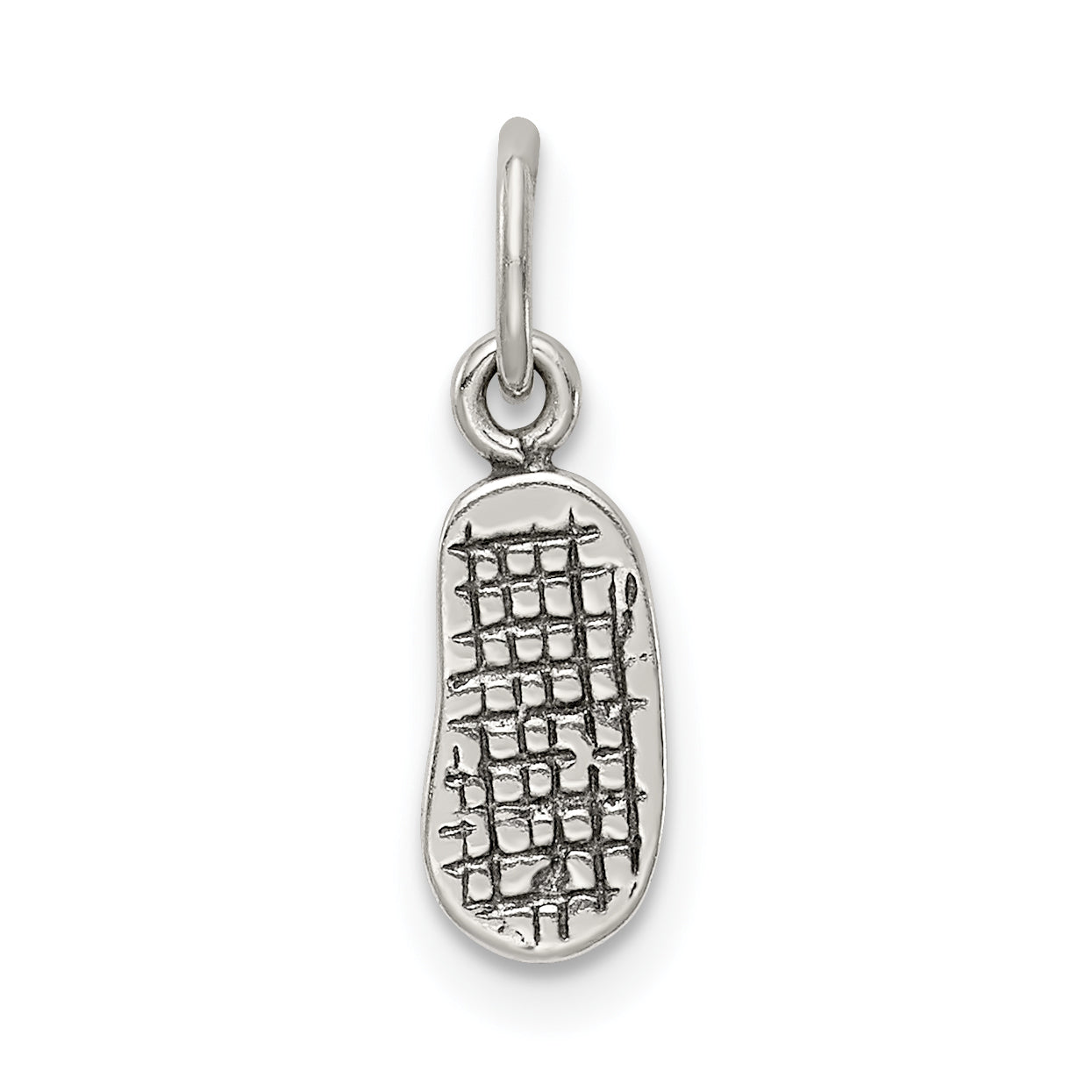 Sterling Silver Antiqued& Textured Flip Flop Children'S Charm