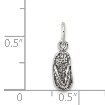 Sterling Silver Antiqued& Textured Flip Flop Children'S Charm