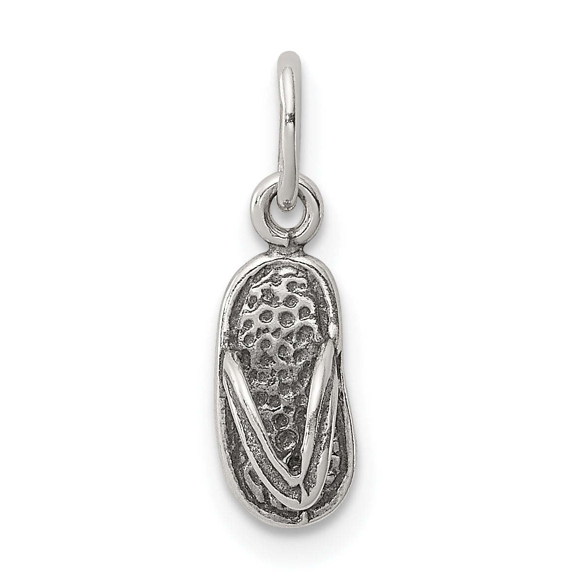 Sterling Silver Antiqued& Textured Flip Flop Children'S Charm