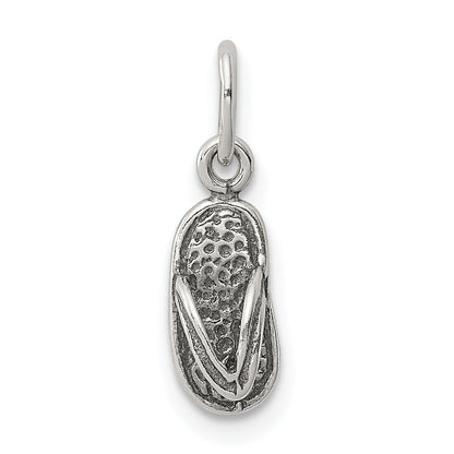 Sterling Silver Antiqued& Textured Flip Flop Children'S Charm