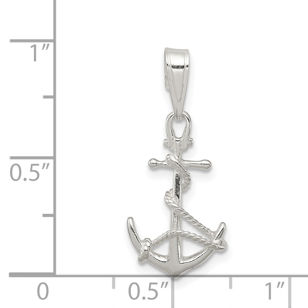 Sterling Silver Anchor & Rope Pendant
