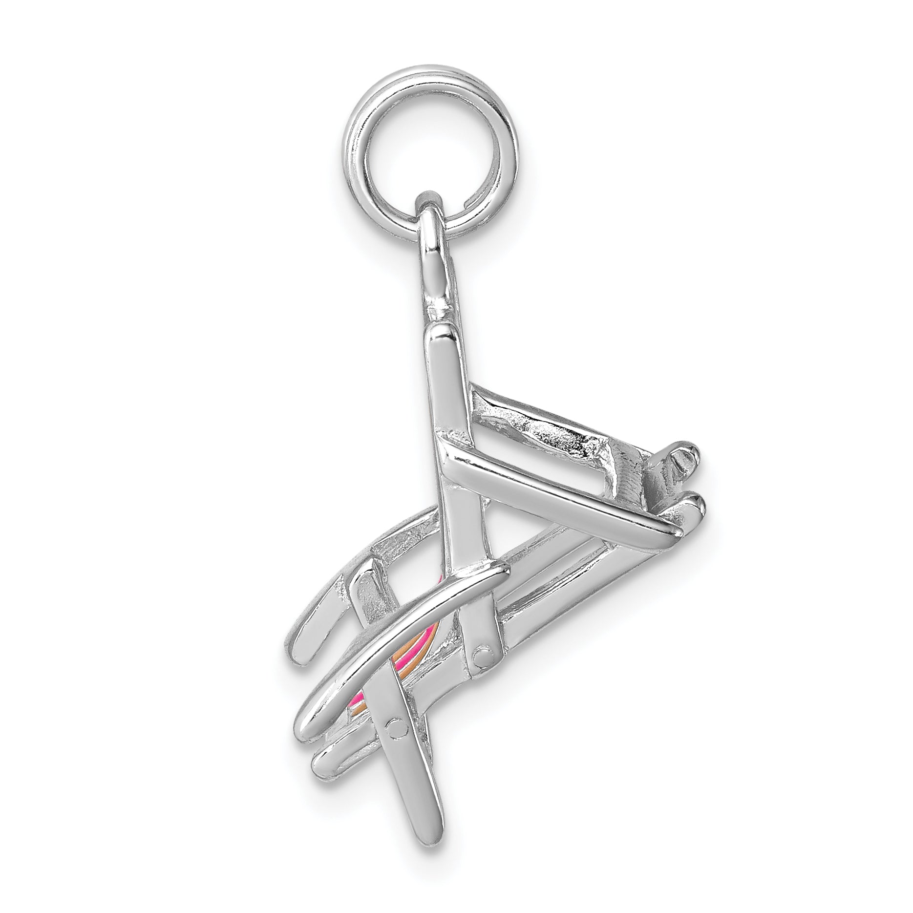 Sterling Silver Rhodium-Platedenamel Beach Chair Charm