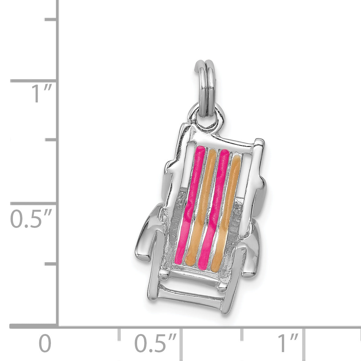 Sterling Silver Rhodium-Platedenamel Beach Chair Charm
