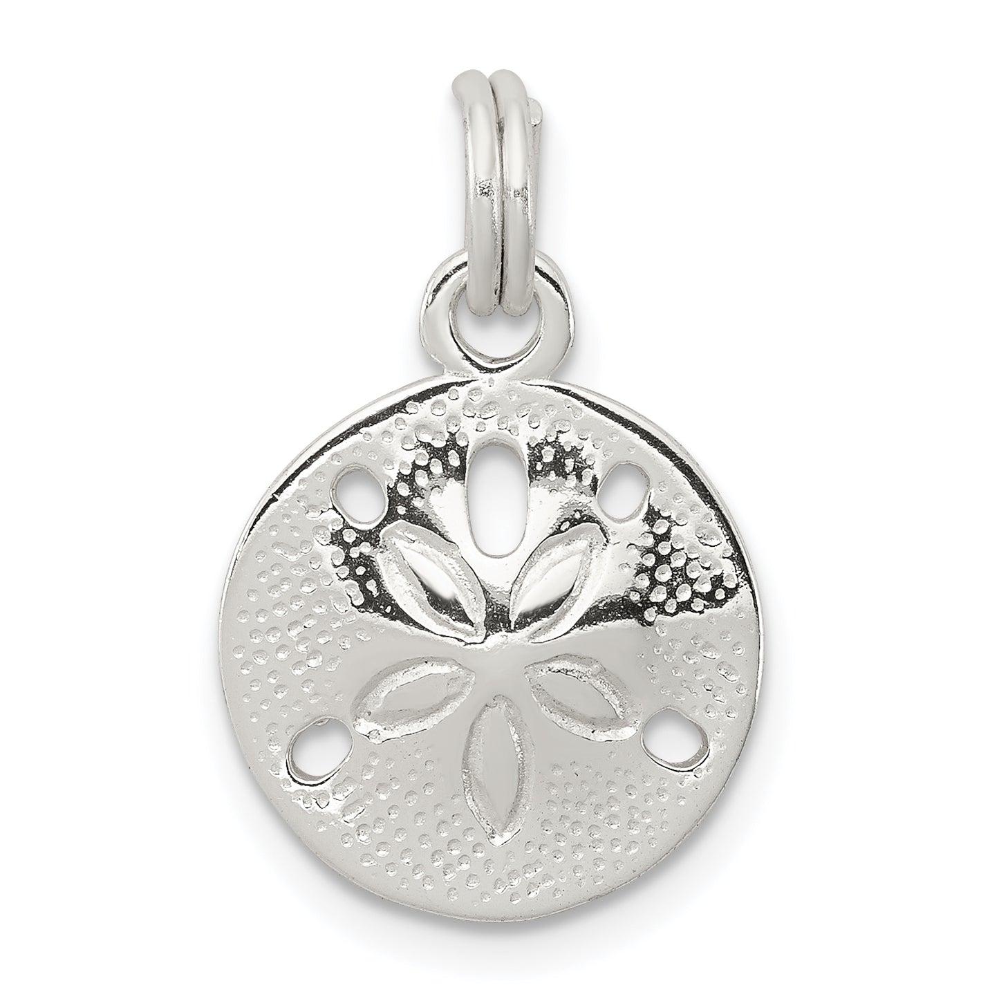 Sterling Silver Rhodium-Plated Polished Sand Dollar Charm